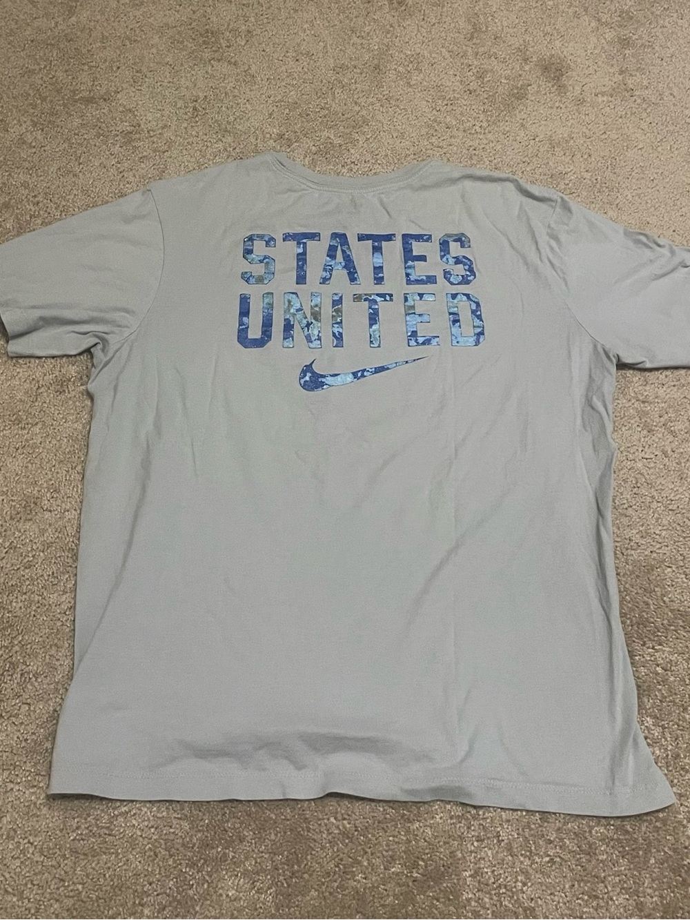 Nike Light Gray Tee with Blue 'STATES UNITED' Graphic